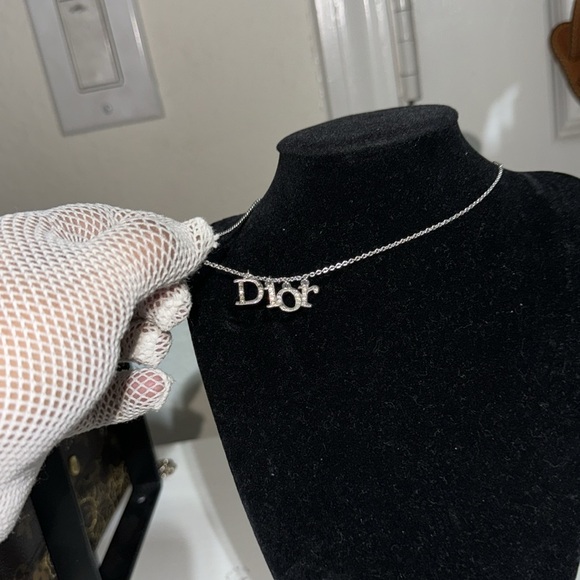 Authentic Cristian Dior silver with rhinestone choker - Picture 3 of 14